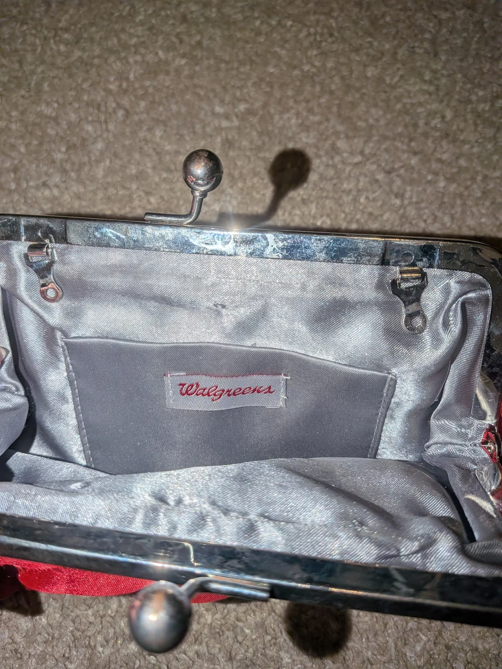 Red Ruffle Petal Satin Clutch Handbag By Walgreens